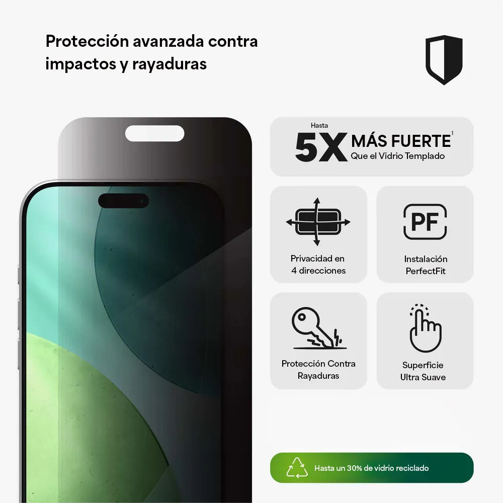 Protector_de_Pantalla_Zagg_Glass_XTR_Privacidad_para_iPhone_17_Air_Transparente_Posición_2_iShop_Panamá
