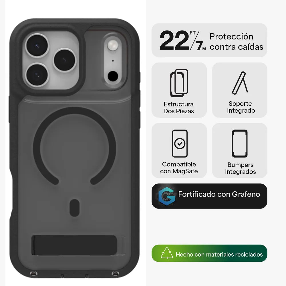 Case_ZAGG_Rainier_con_MagSafe_KS_para_iPhone_17_Pro_Max_Negro_Humo_Posición_2_iShop_Panamá