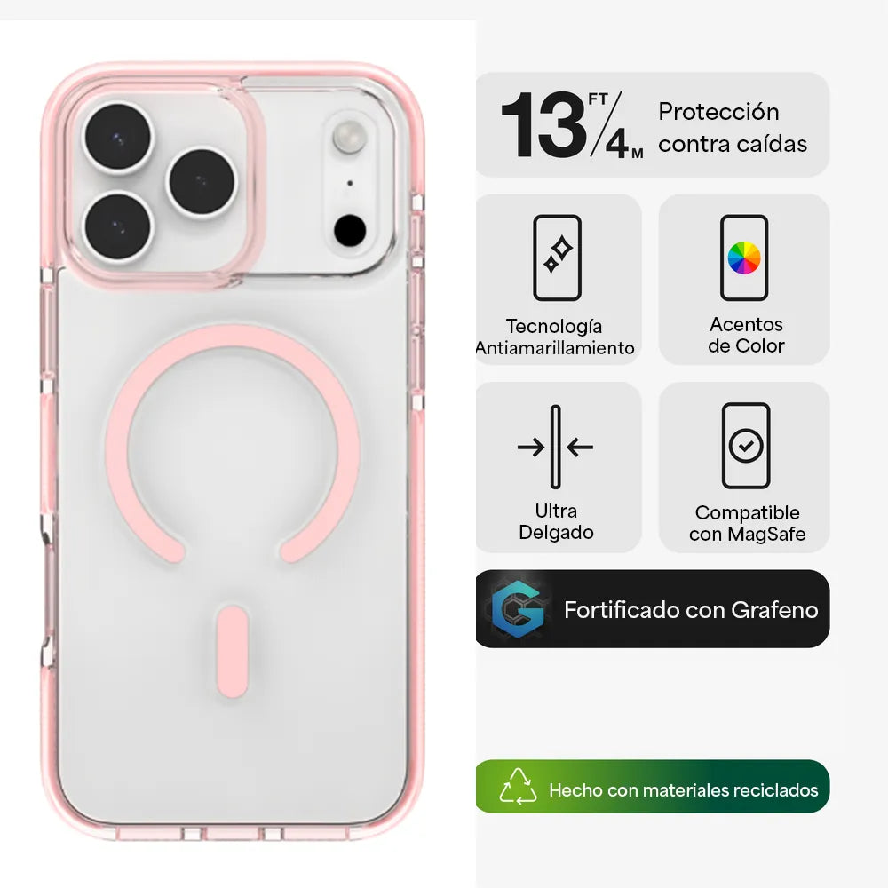 Case ZAGG Santa Cruz con MagSafe KS para iPhone 17 Pro - Rosa Pastel