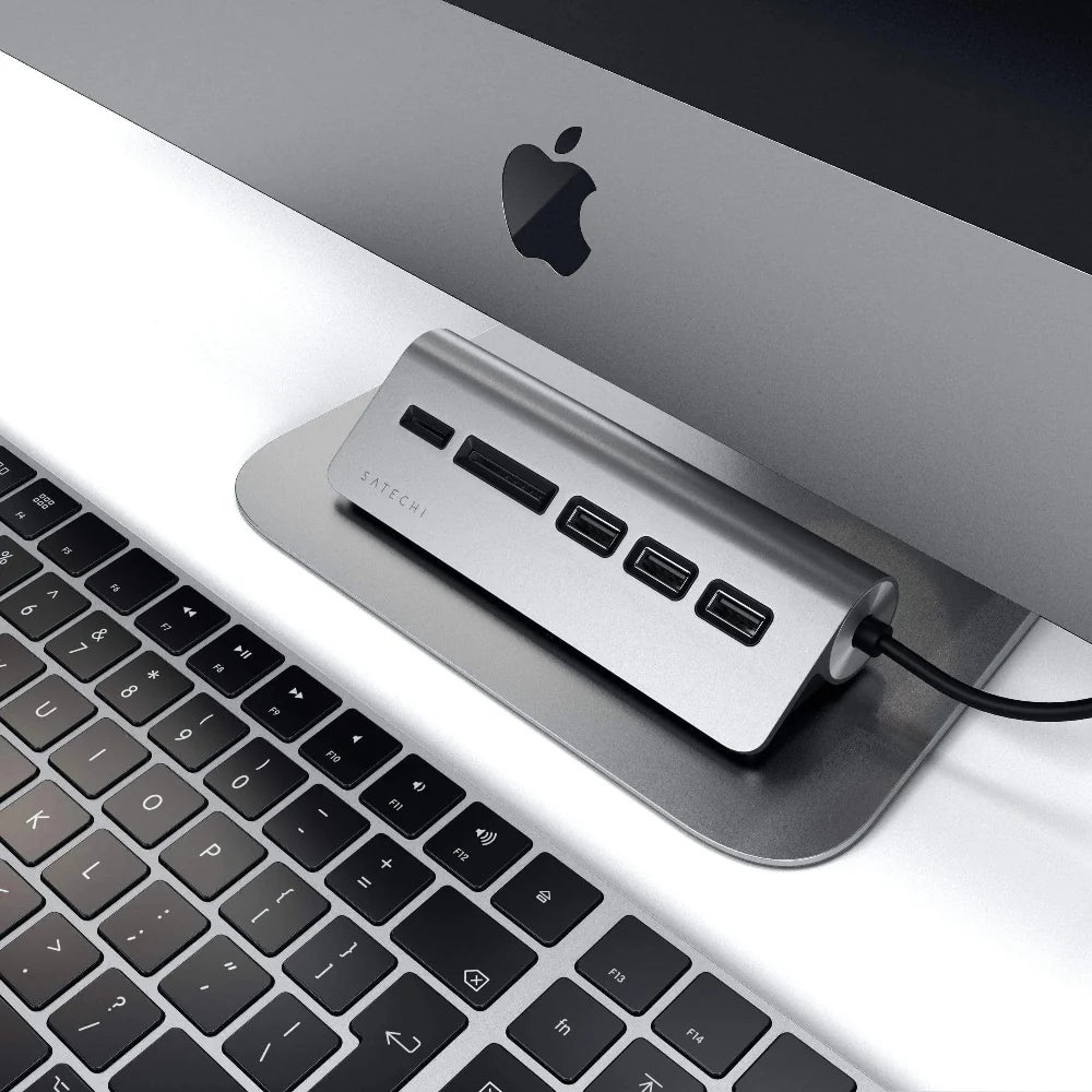 Concentrador USB y lector de tarjetas Satechi TYPE-C - Gris Espacial