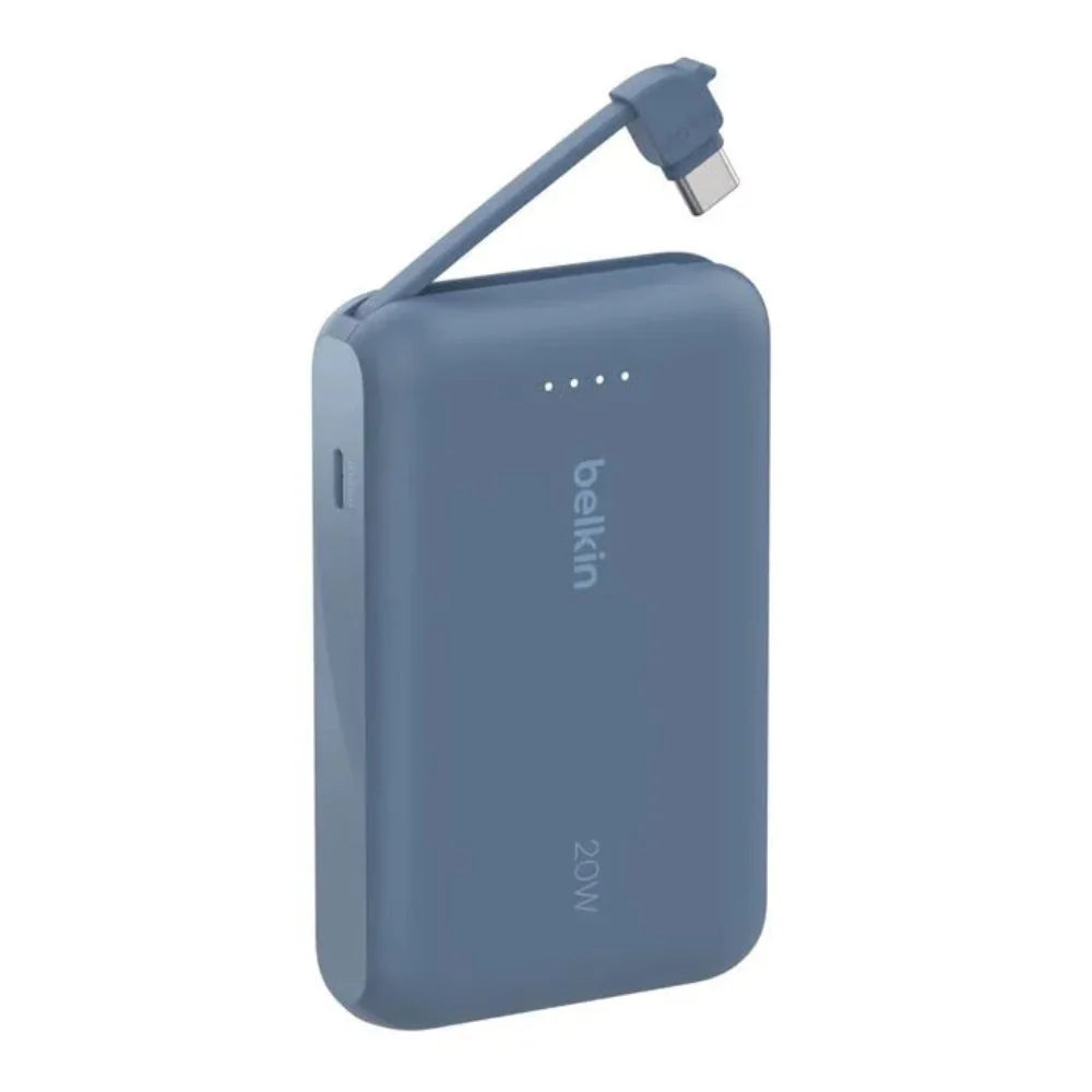 Bateria Externa Belkin 10K con Cable USB-C Integrado 20W - Azul