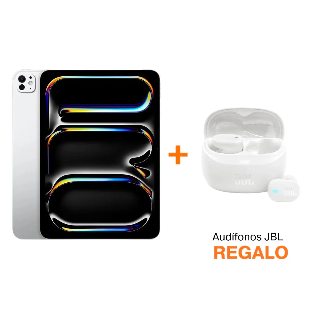 iPad Pro 11 (6ta Gen) Chip M5 - 256GB - Plata + Audífonos JBL Tune Buds 2 NC Inalámbricos - Blanco