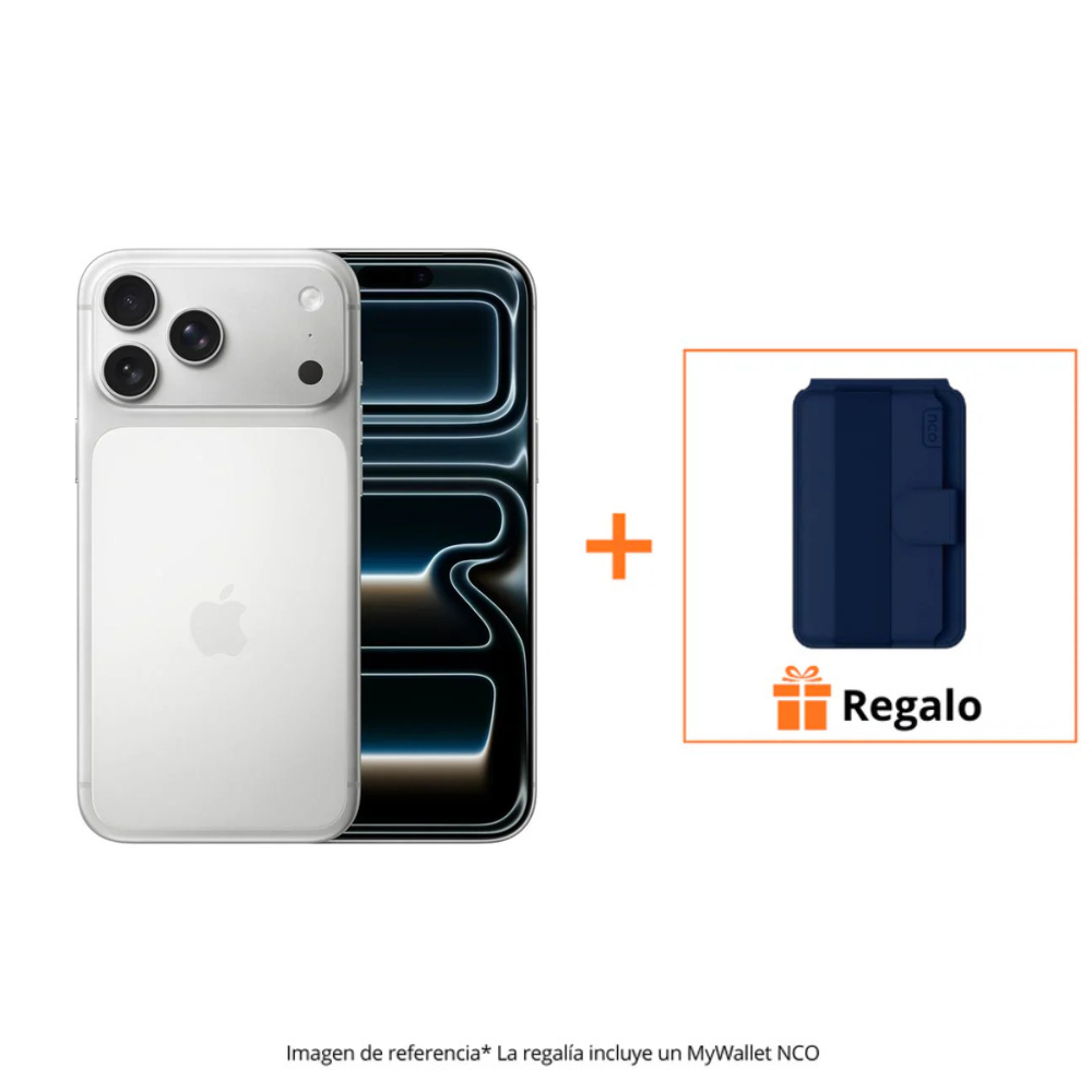 iPhone 17 Pro Max - 512GB - Plata + Tarjetero MagSafe NCO - Azul - PROMOCIÓN EXCLUSIVA ONLINE