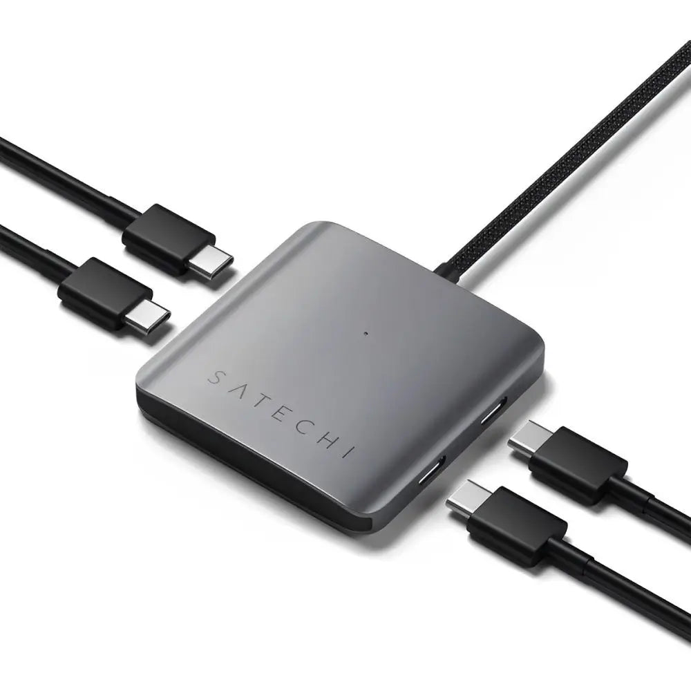 Adaptador Multipuerto Satechi 4 en 1 con Puerto de Carga de 75W USB-C - Gris Espacial