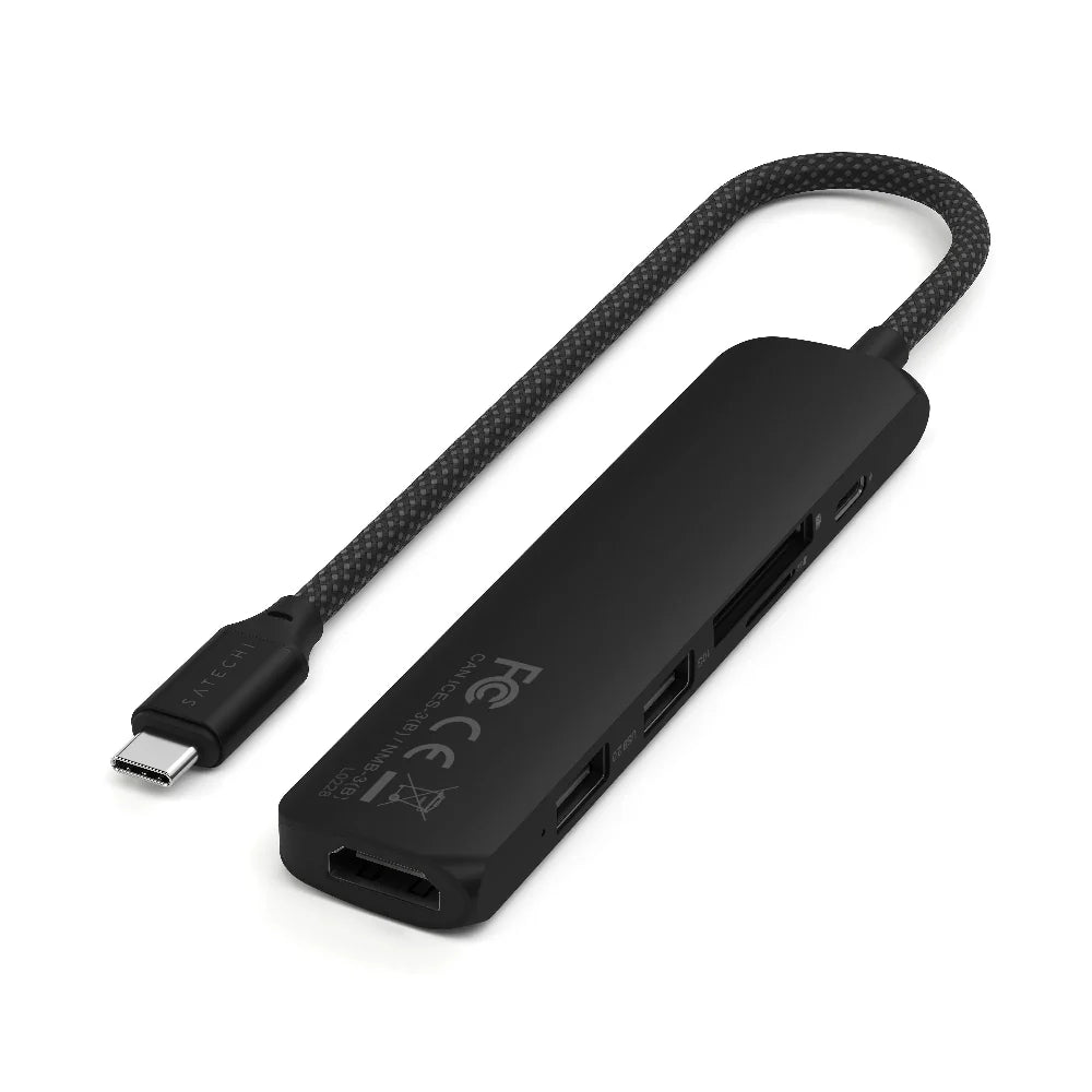 Adaptador Multipuerto Satechi Slim 6 en 1 USB-C - Negro