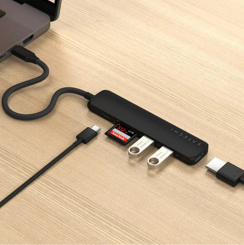 Adaptador Multipuerto Satechi Slim 6 en 1 USB-C - Negro