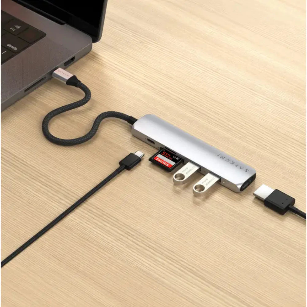 Adaptador Multipuerto Satechi Slim 6 en 1 USB-C - Plata