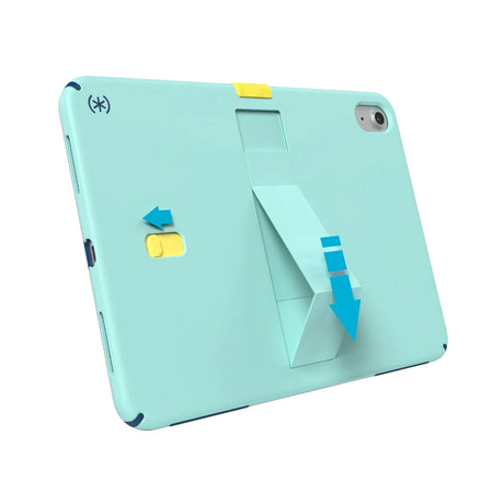 Cas_Speck_con_Soporte_para_iPad_11_10_Gen_Turquesa_Amarillo_Posicion_2_iShop_Panamá