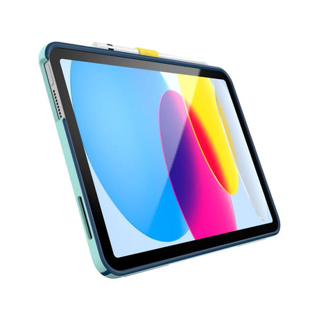 Cas_Speck_con_Soporte_para_iPad_11_10_Gen_Turquesa_Amarillo_Posicion_3_iShop_Panamá