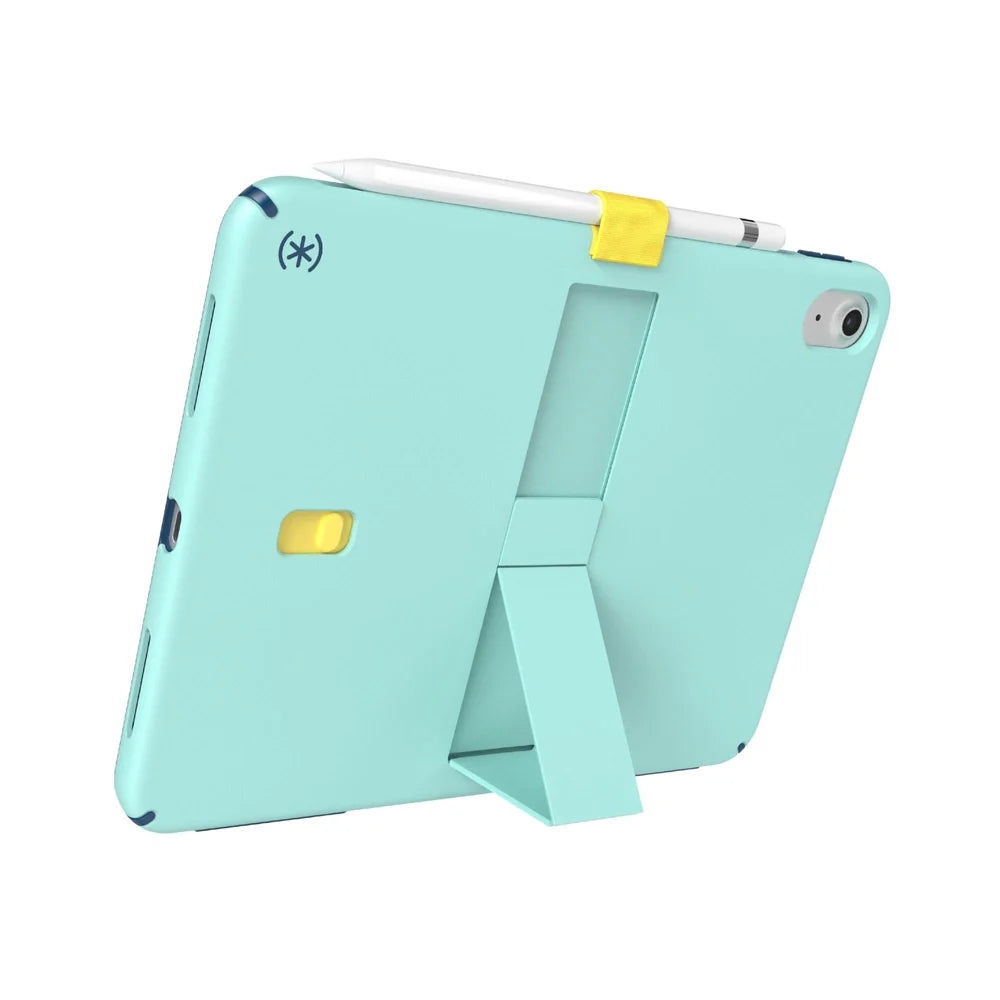 Cas_Speck_con_Soporte_para_iPad_11_10_Gen_Turquesa_Amarillo_Posicion_5_iShop_Panamá