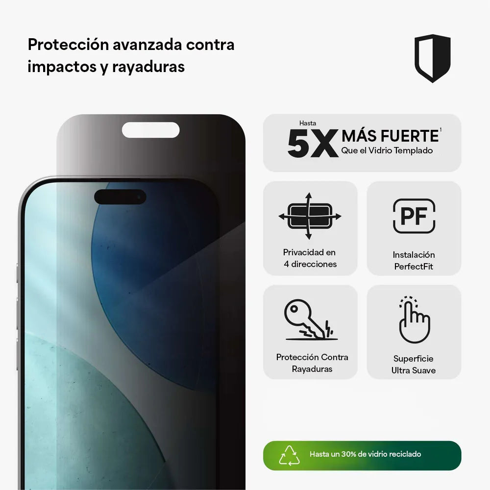 Protector_de_Pantalla_Zagg_Glass_XTR_Privacidad_para_iPhone_17_Transparente_Posición_2_iShop_Panamá