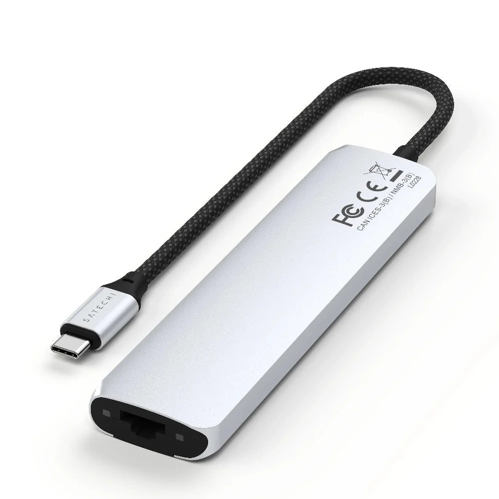 Adaptador Multipuerto Satechi Slim 7 en 1 USB-C Ethernet - Plata