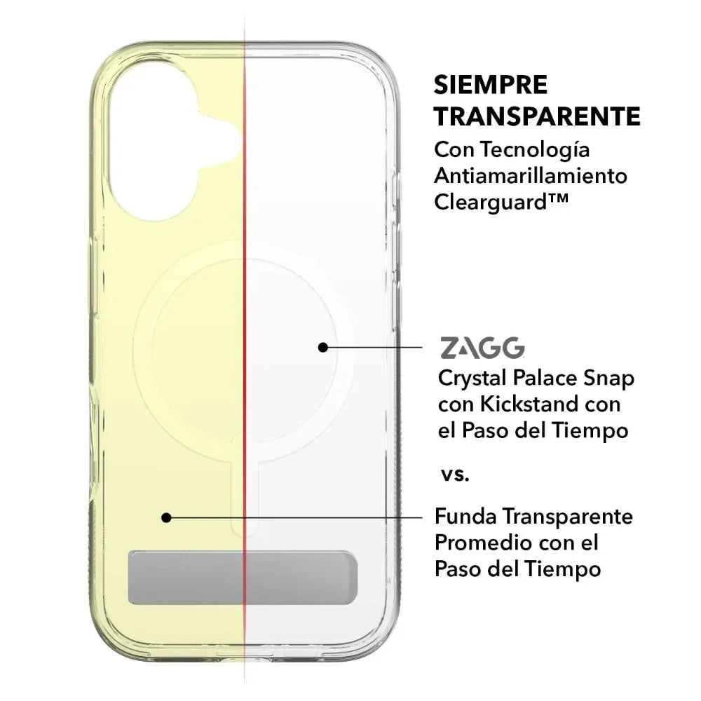 Case Zagg Kickstand Crystal Palace Snap Magsafe para iPhone 16 - Transparente