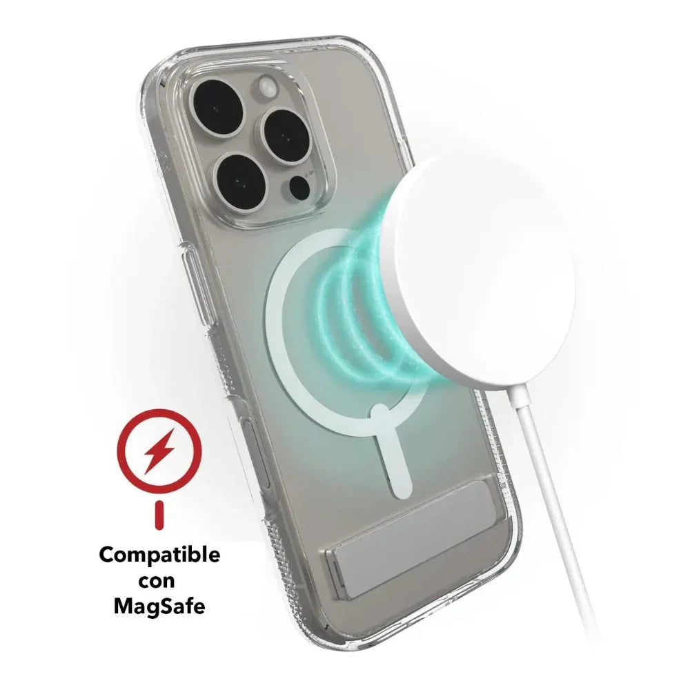 Case Zagg Kickstand Crystal Palace Snap con Magsafe para iPhone 16 Pro Max - Transparente