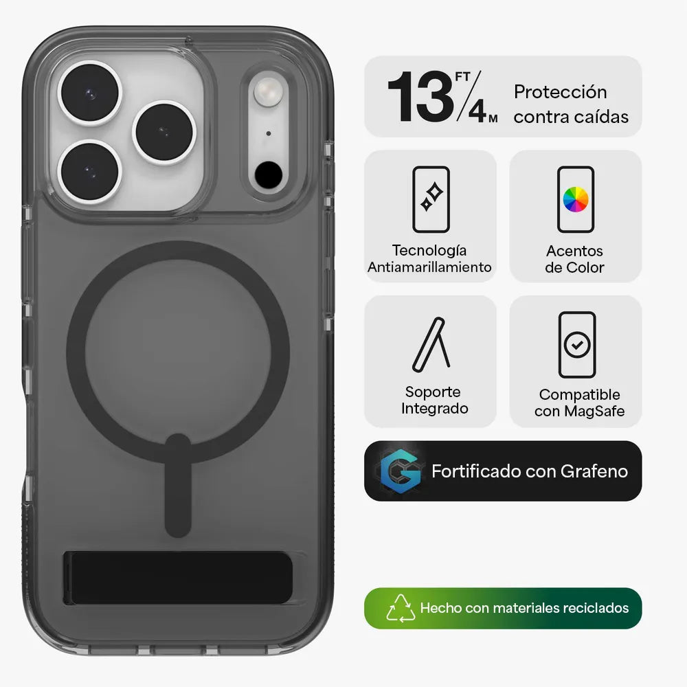 Case ZAGG Santa Cruz con MagSafe KS para iPhone 17 Pro - Negro Medianoche