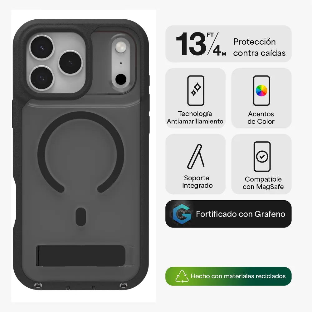 Case ZAGG Santa Cruz con MagSafe KS para iPhone 17 Pro - Negro Medianoche