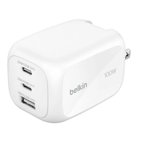Cargador_Belkin_GaN_de_3_Puertos_(2_USB-C/1_USB-A)_100W_Blanco_Posición_1_iShop_Panamá