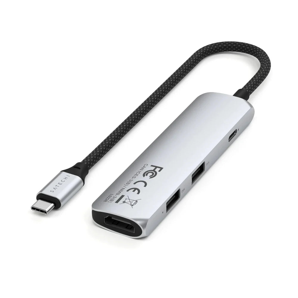 Adaptador Multipuerto Satechi Slim 4 en 1 USB-C - Plata