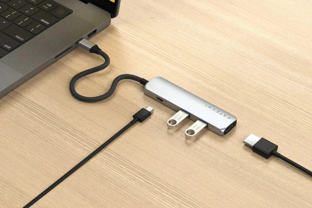 Adaptador Multipuerto Satechi Slim 4 en 1 USB-C - Plata