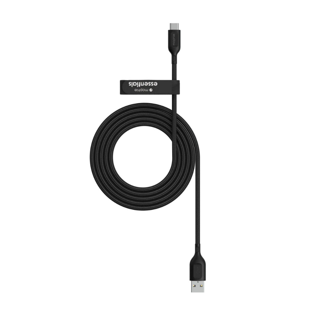 Cable Mophie essential trenzado USB-A a USB-C 15w 2m - Negro