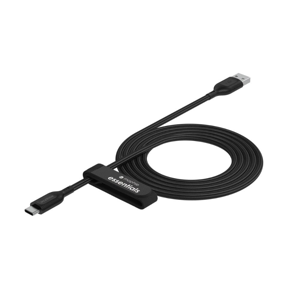 Cable Mophie essential trenzado USB-A a USB-C 15w 2m - Negro