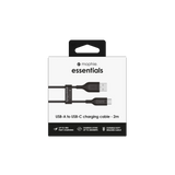 Cable Mophie essential trenzado USB-A a USB-C 15w 2m - Negro