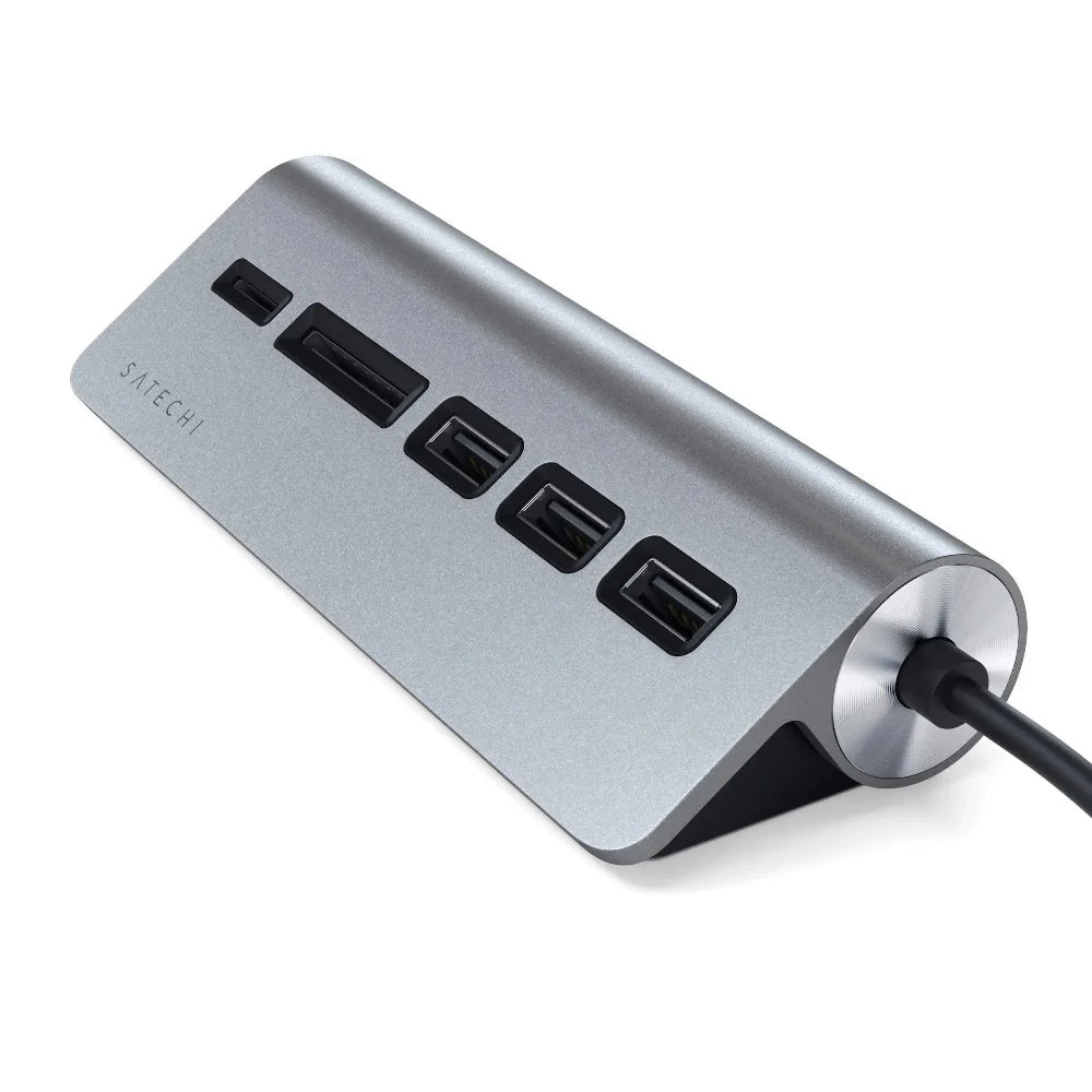 Concentrador USB y lector de tarjetas Satechi TYPE-C - Gris Espacial