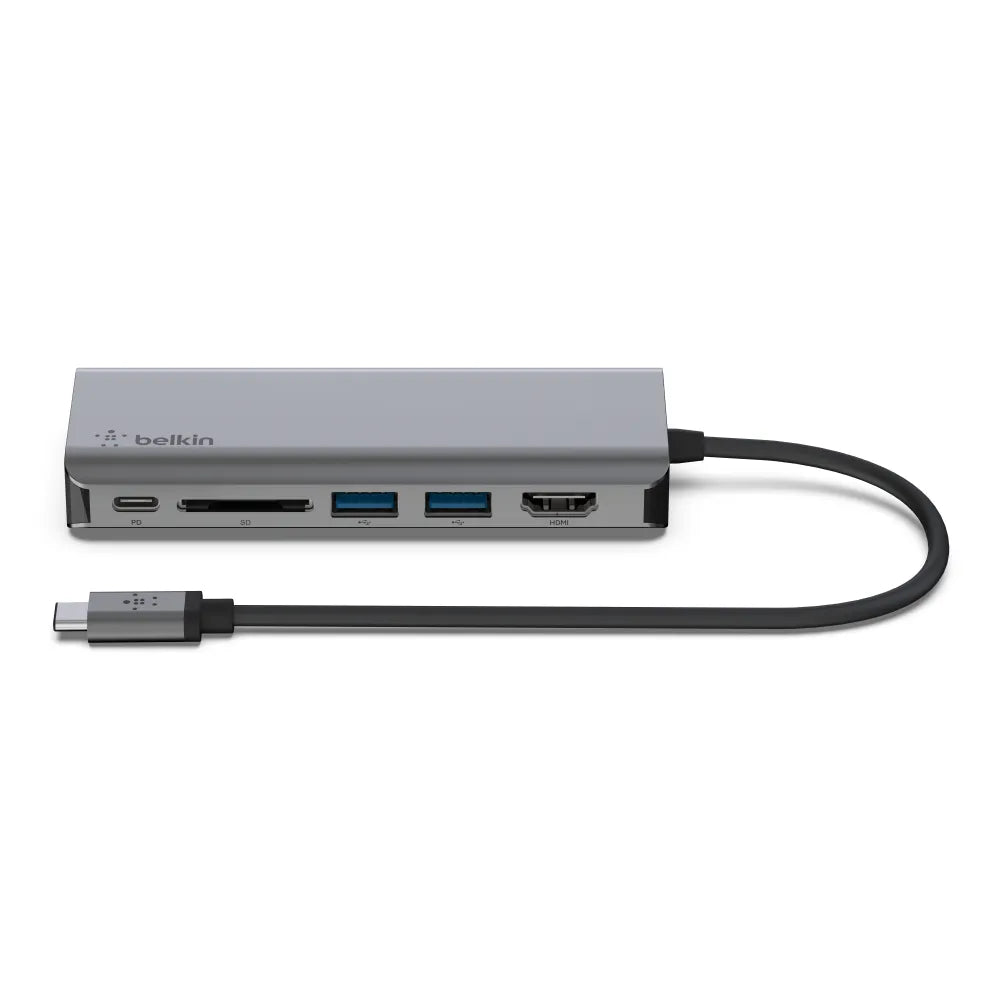 Adaptador Belkin USB-C Multimedia Hub 100W - Gris Espacial