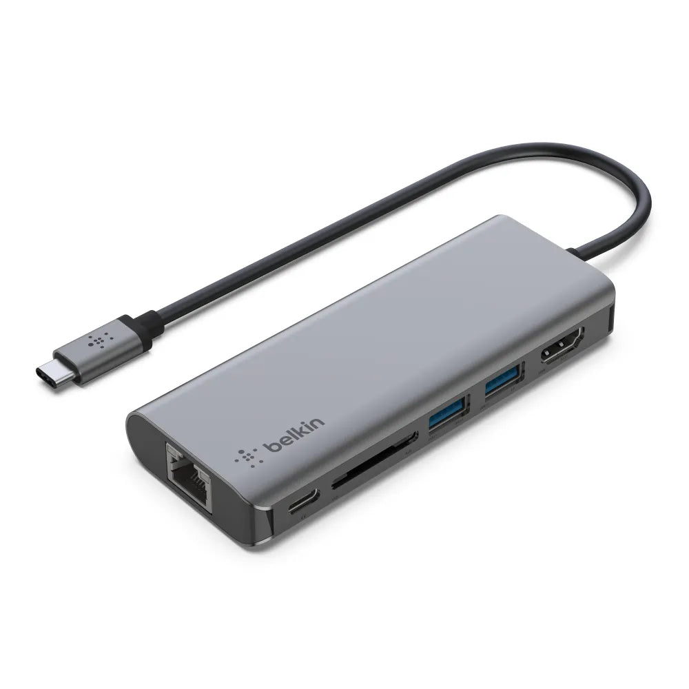 Adaptador Belkin USB-C Multimedia Hub 100W - Gris Espacial
