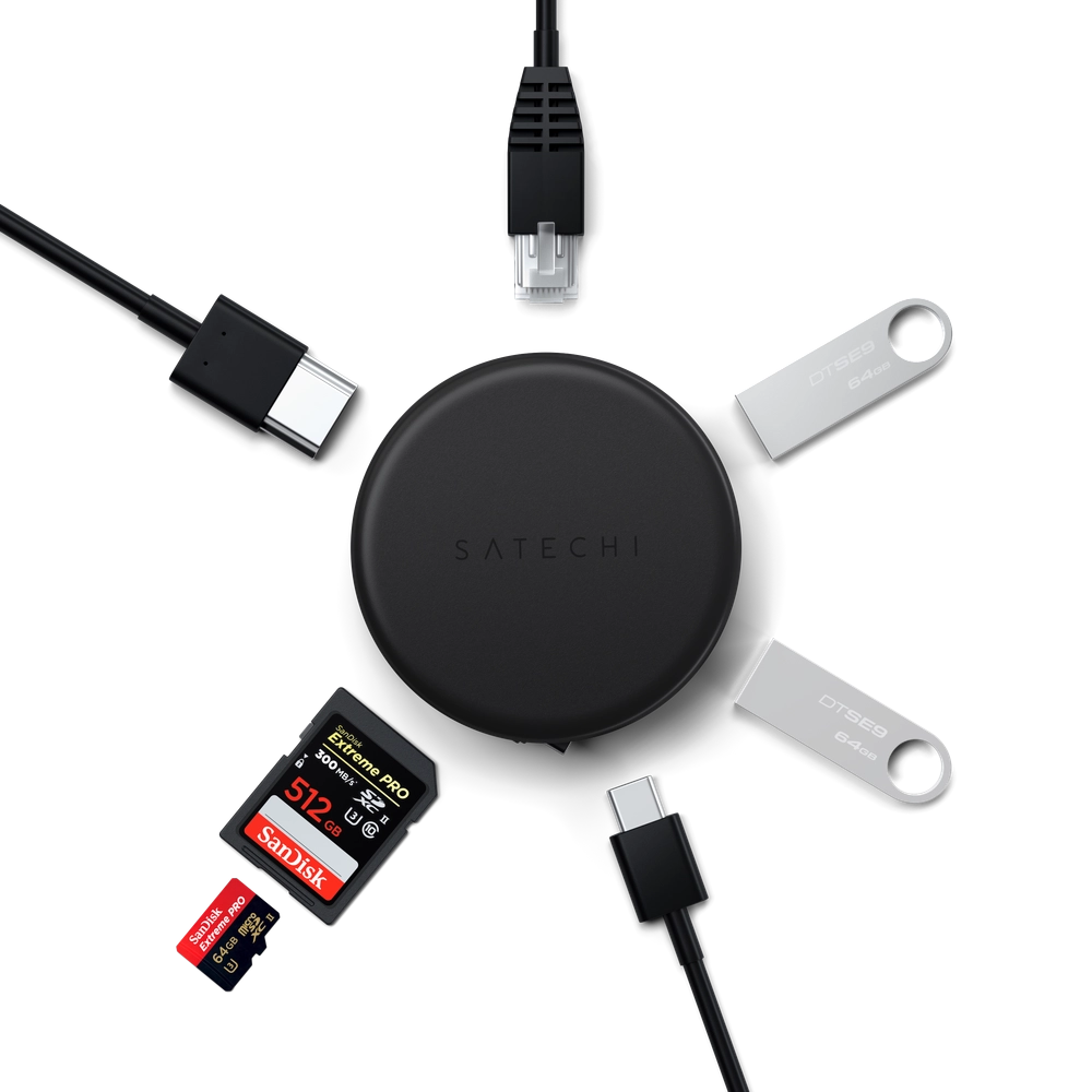 Adaptador Multipuerto Satechi OntheGo 7 en 1 USB-C - Negro