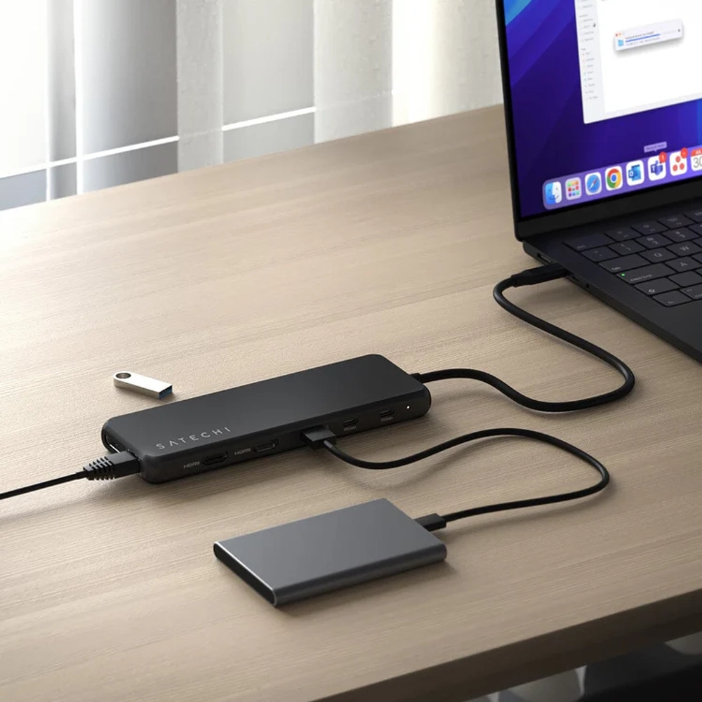 Adaptador Multipuerto Satechi de Triple Pantalla 13 en 1 USB-C - Negro
