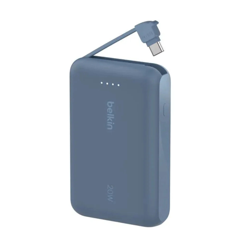 Bateria Externa Belkin 10K con Cable USB-C Integrado 20W - Azul