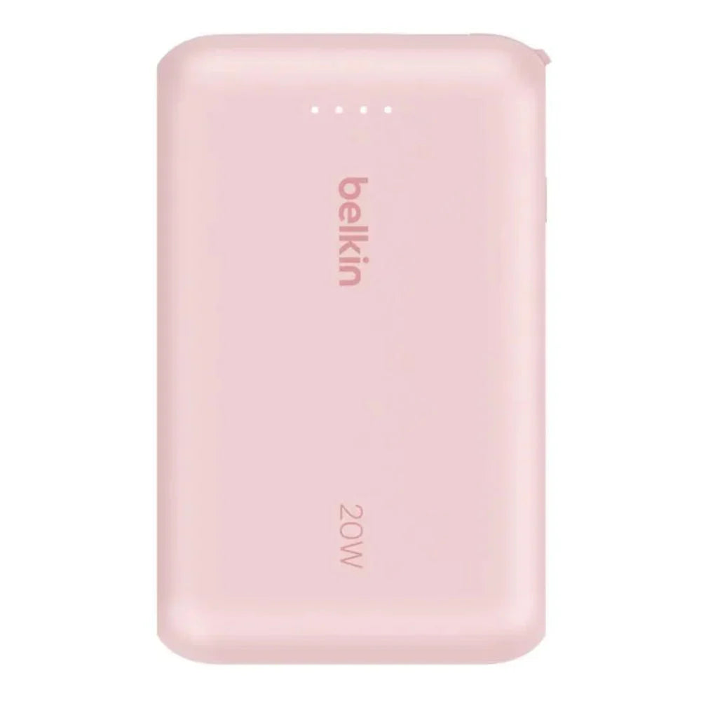 Bateria Externa Belkin 10K con Cable USB-C Integrado 20W - Rosa