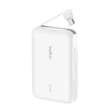 Bateria Externa Belkin 10K con Cable USB-C Integrado 20W - Blanca