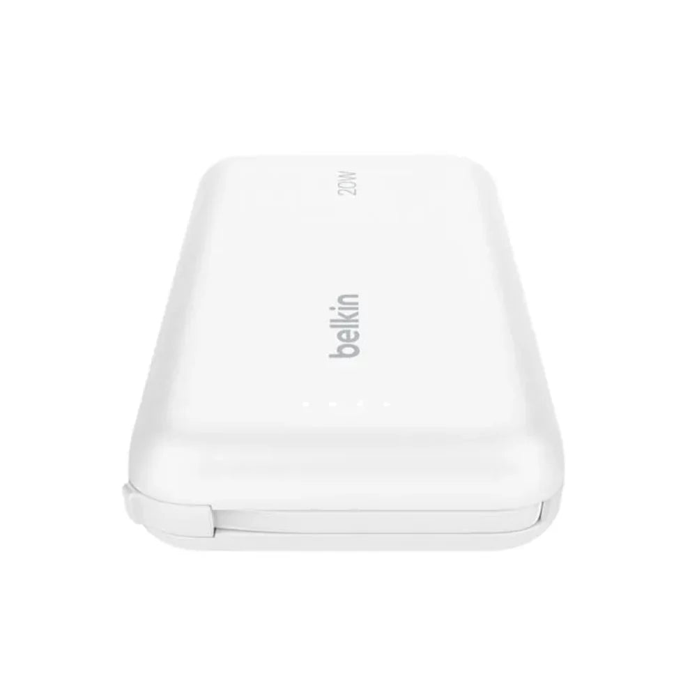 Bateria Externa Belkin 10K con Cable USB-C Integrado 20W - Blanca
