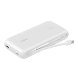 Batería Externa Belkin 20K Cable USB-C Integrado Puertos USB-A y USB-C 30WPD - Blanco