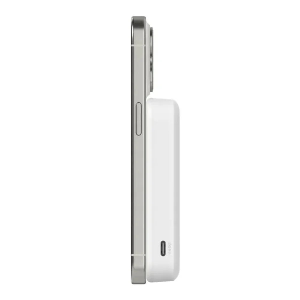Batería Magnética Inalámbrica Belkin Qi2 15W 8000 mAh + Soporte - Blanca