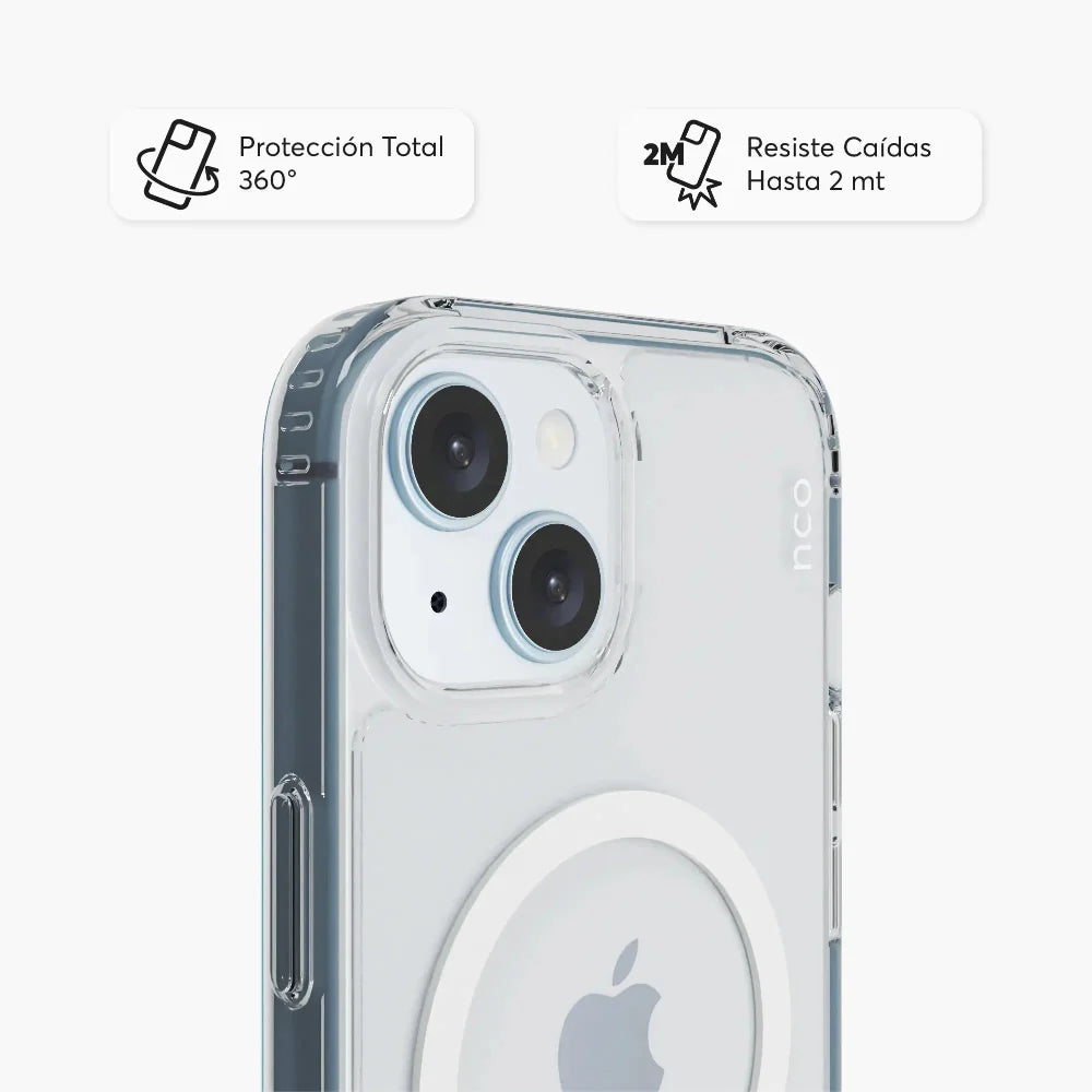 Case NCO SafeCase Clear Crystal con Magsafe para iPhone 15 - Transparente