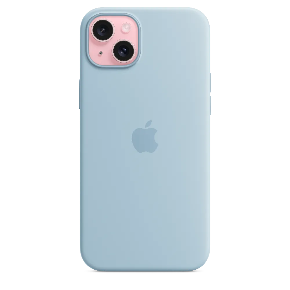 Carcasa de silicona con MagSafe para el iPhone 15 Plus - Azul claro