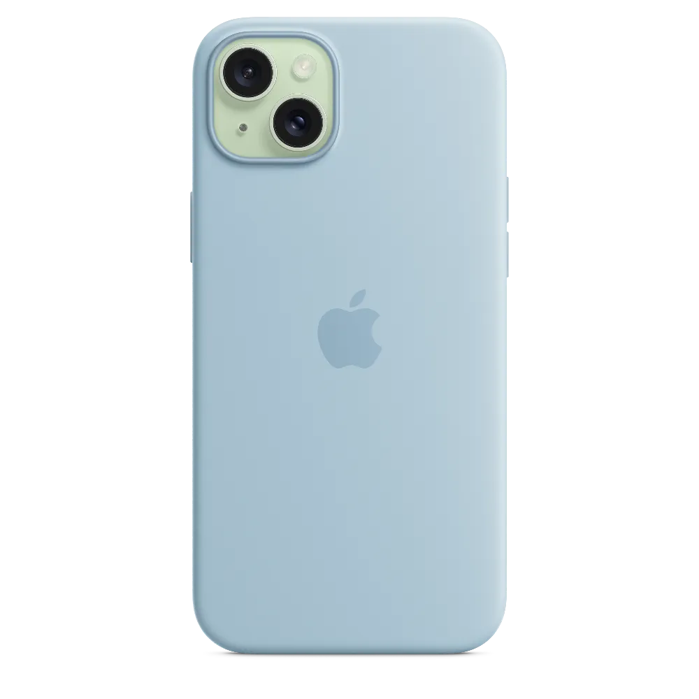 Carcasa de silicona con MagSafe para el iPhone 15 Plus - Azul claro