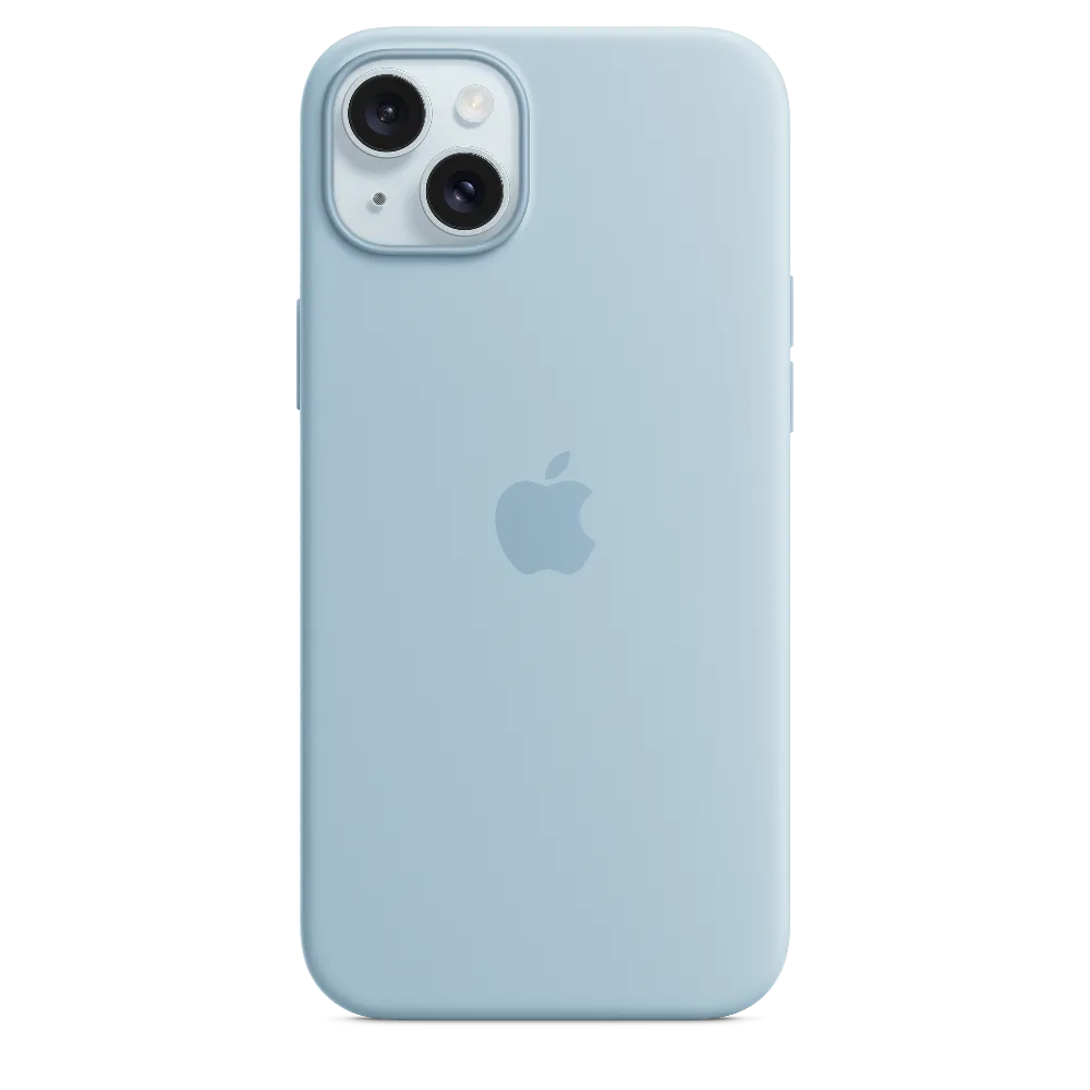 Carcasa de silicona con MagSafe para el iPhone 15 Plus - Azul claro