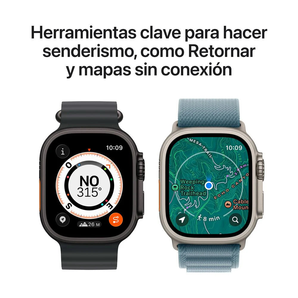 Apple Watch Ultra 3(GPS + Cellular) 49mm - Negro - Correa Ocean Negra + Case 360 Zagg InvisibleShield para Apple Watch Ultra 49mm - Negro