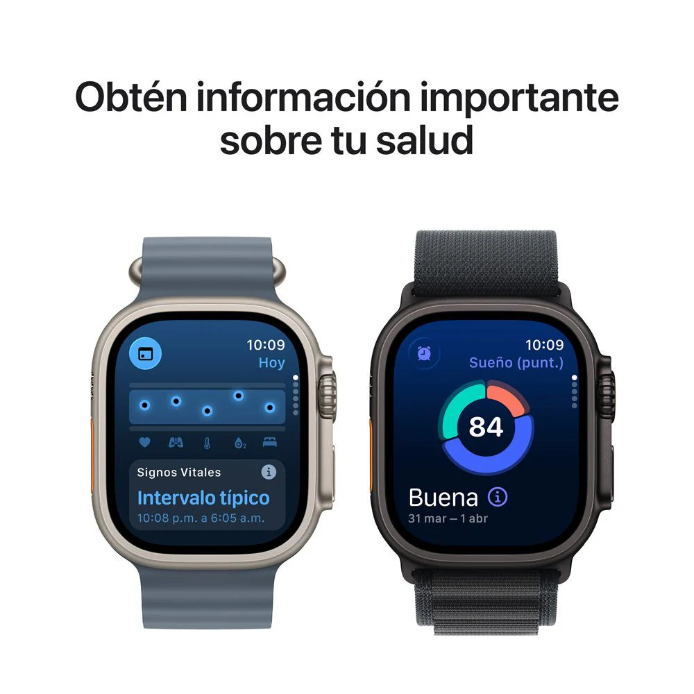 Apple Watch Ultra 3(GPS + Cellular) 49mm - Negro - Correa Ocean Negra + Case 360 Zagg InvisibleShield para Apple Watch Ultra 49mm - Negro