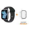 Apple Watch Series 11(GPS) 46mm -Gris espacial - Correa Deportiva Negra (S/M) + Case 360 ZAGG Is-Glass Elite para Apple Watch 46mm - Transparente