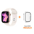 Apple Watch Series 11(GPS) 46mm - Oro rosa - Correa Deportiva rosa rubor (M/L) + Case 360 ZAGG Is-Glass Elite para Apple Watch 46mm - Transparente