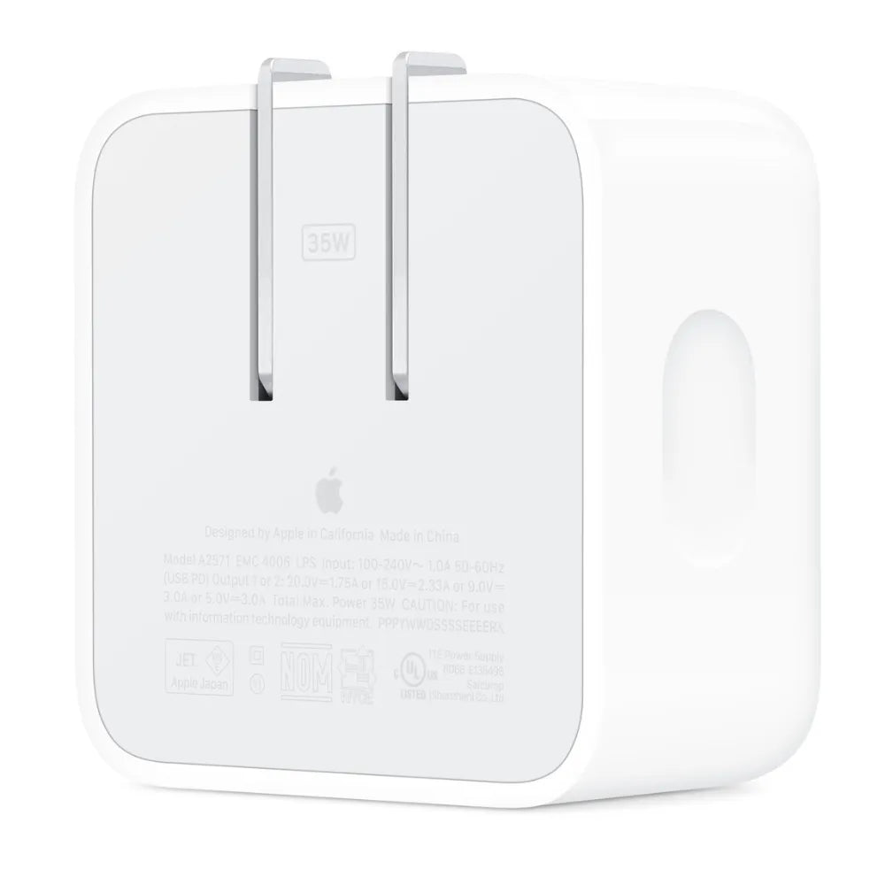 Adaptador de corriente Apple compacto de 35 W con dos puertos USB-C