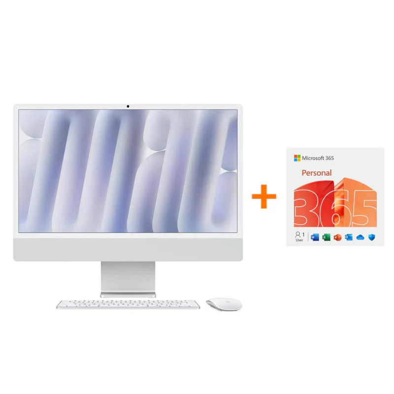 iMac 24 Chip M4 - 10GPU - 16GB RAM - 512GB - Plata + Microsoft Office 365 Personal - Licencia por 6 meses en línea