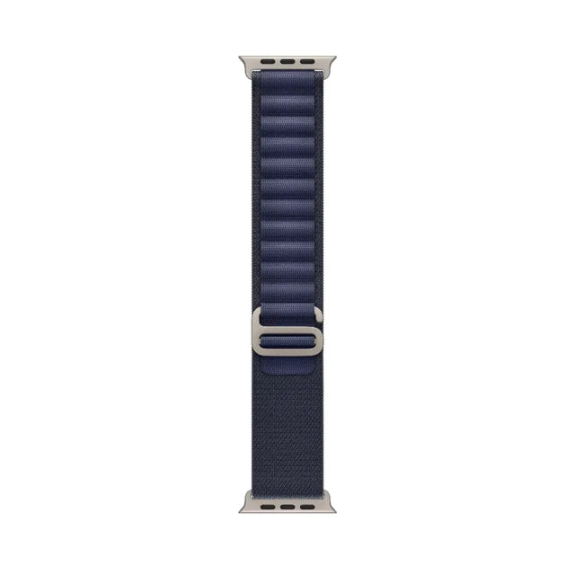 Correa Alpine azul marino para caja de 49 mm - Mediana - Acabado de titanio natural