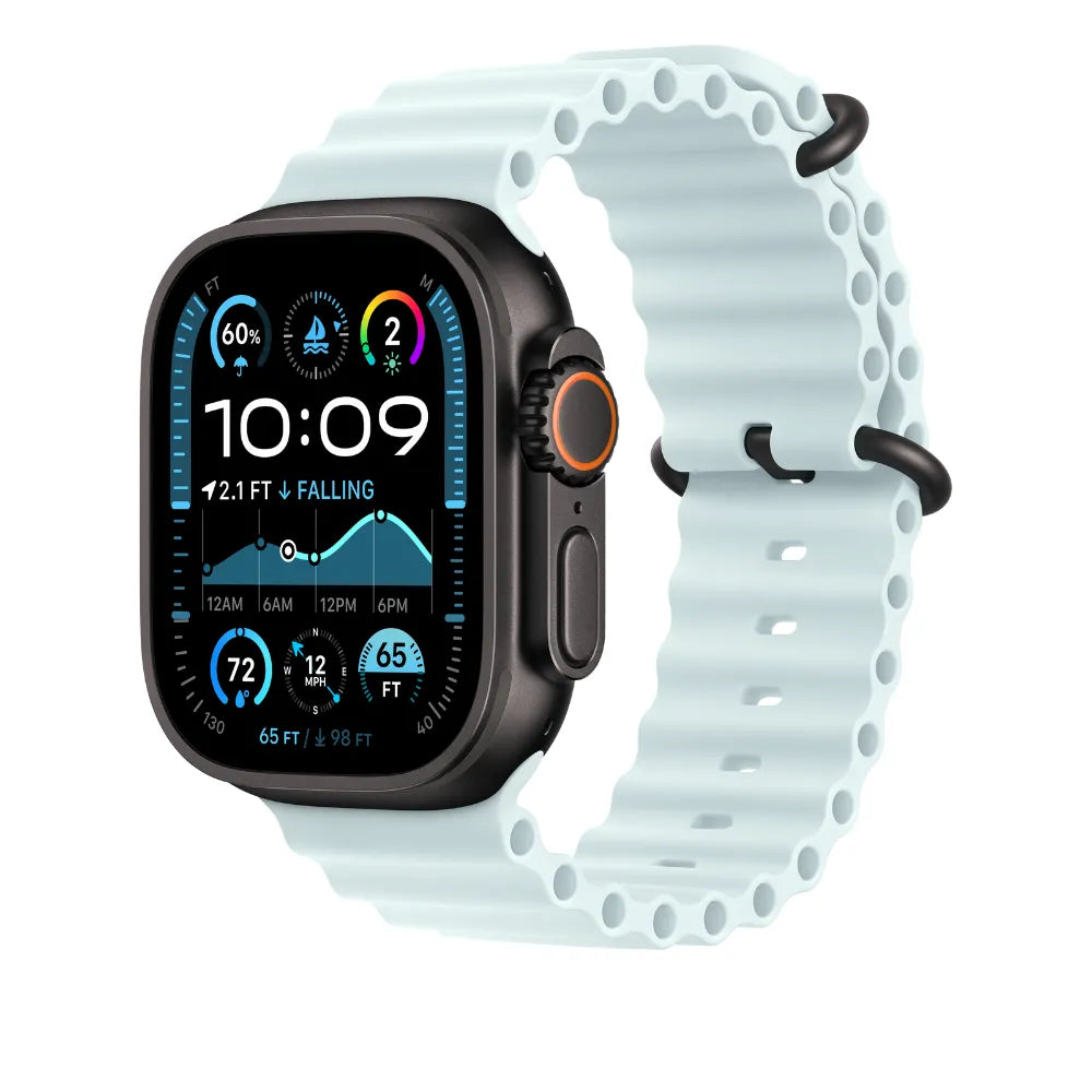 Extensión para correa Apple Ocean azul hielo para caja de 49 mm - Acabado de titanio negro