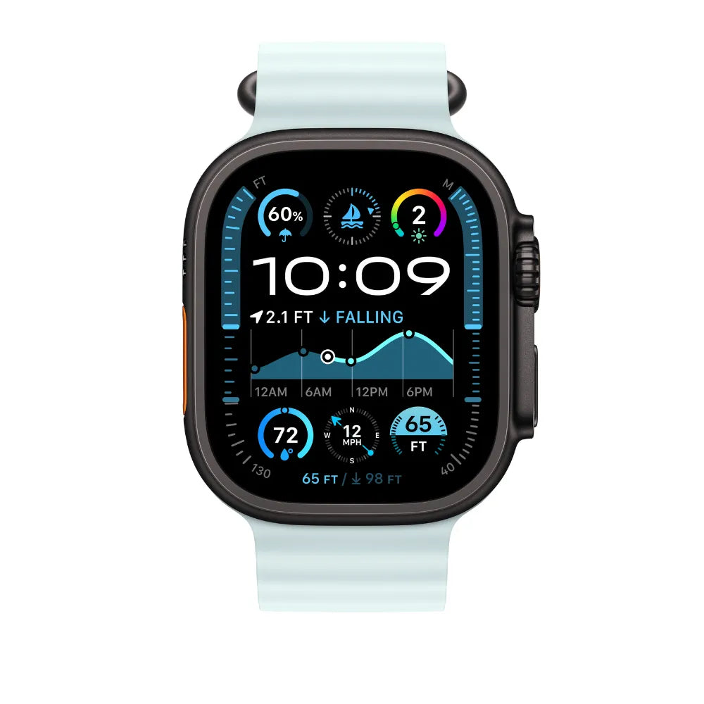 Extensión para correa Apple Ocean azul hielo para caja de 49 mm - Acabado de titanio negro